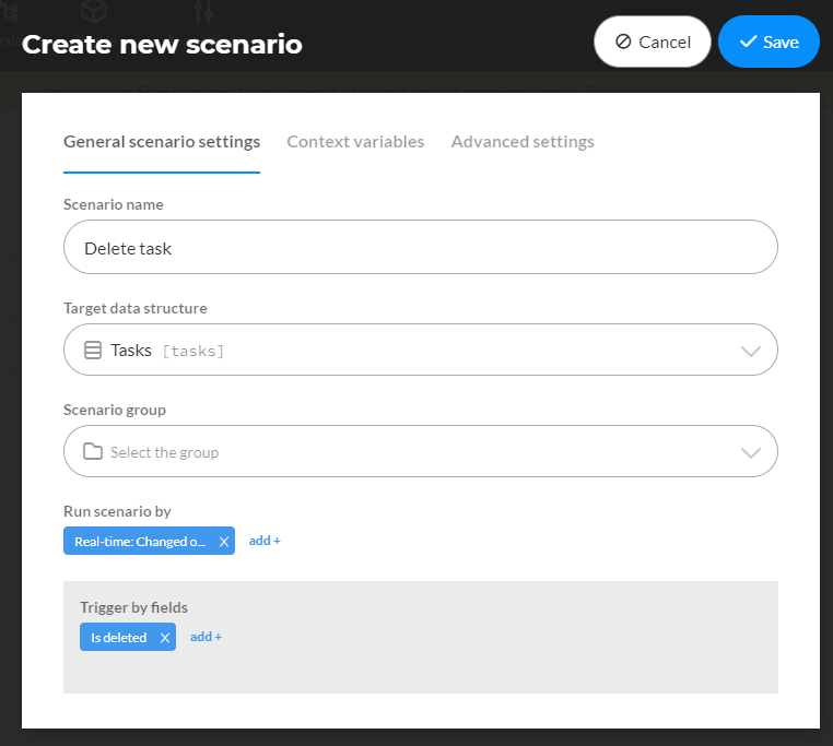 Create New Scenario
