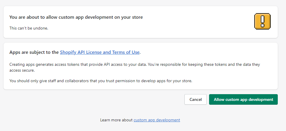 Allow Custom App Development Step 2