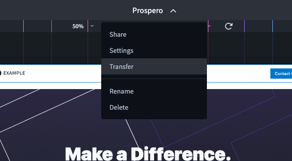 The &quot;Transfer&quot; option in project menu